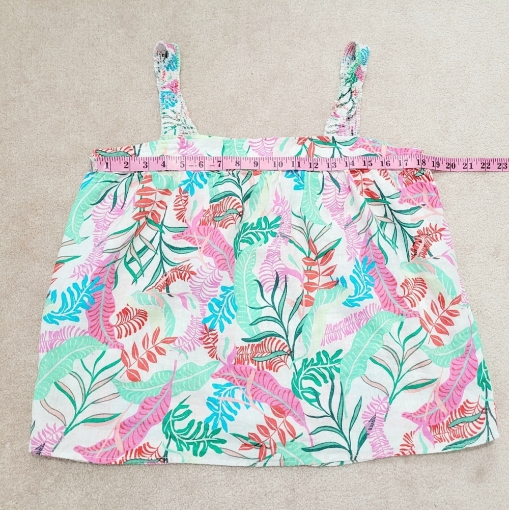 Cynthia Rowley Womens Tank Top Size M 100% Linen Colorful Tropical Leaf Print - Picture 7 of 10